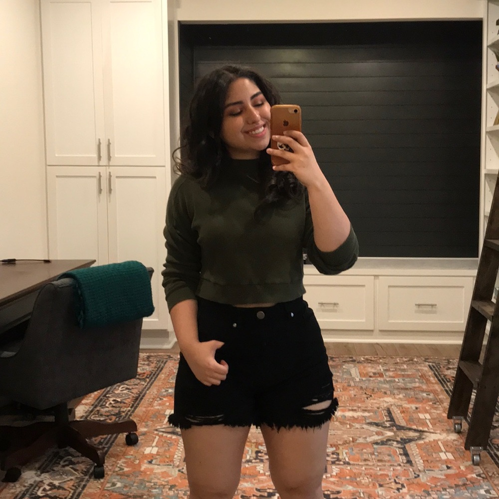 Forest Green Cropped Sweater